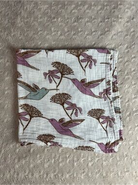 Milkbarn Purple Hummingbird Lovey Security Blanket Muslin Organic Cotton Brown